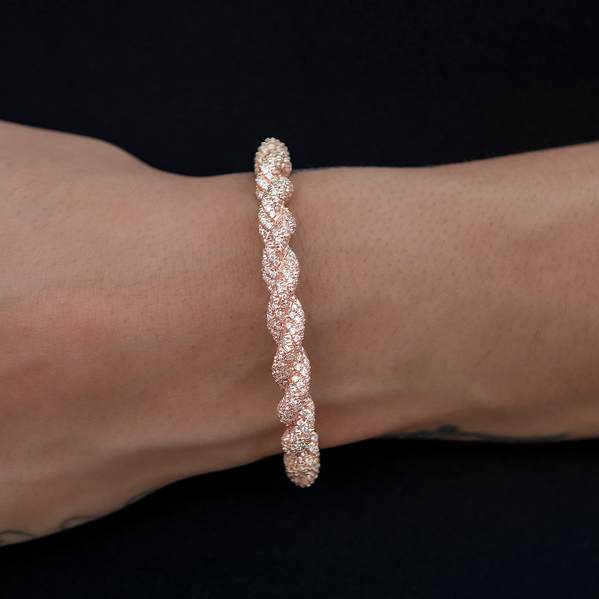 The GLD Shop - Diamond Rope Cuff Bracelet in Rose Gold- 6mm - Military ...