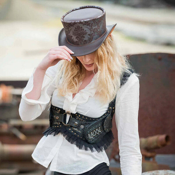 American Hat Makers - Parlor | Womens Silver Genuine Leather Top Hat ...