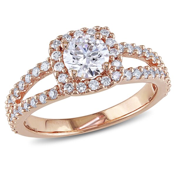 Engagement Ring Collection Jewelry - 1 CT Diamond 14k Pink Gold Fashion ...