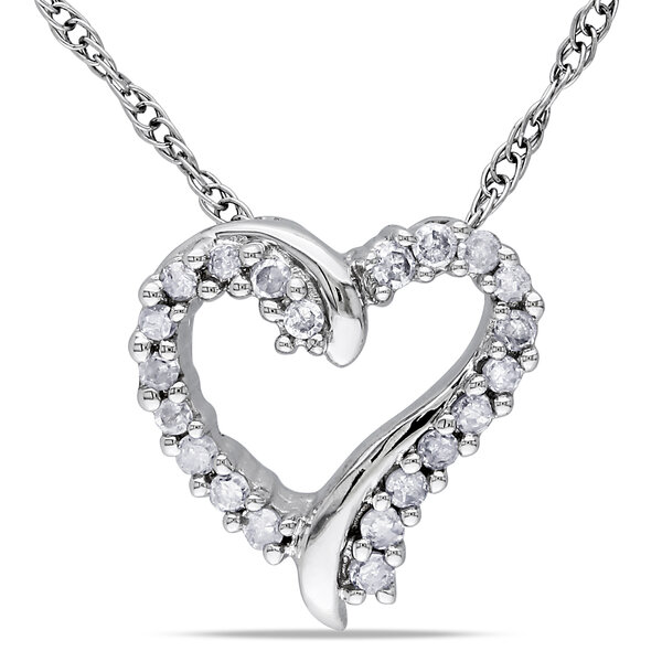 Diamond Collection Jewelry - 1/10 CT Diamond TW Heart Pendant With ...