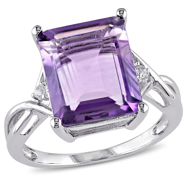 Bague En Argent Sterling Avec Améthyste Naturelle Et Topaze Blanche - Taille 7 - Neuf Sans Boîte