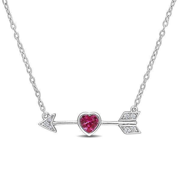 Gemstone Jewelry 3/8 CT TGW Created Ruby Created White Sapphire and