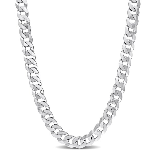 Allegro - Men's 10mm Curb Link Chain Necklace in Sterling Silver ...