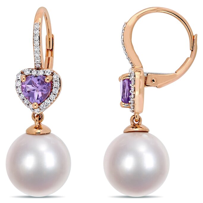 14k White Gold Freshwater Cultured Pearl Earring Jacket 5//8ct