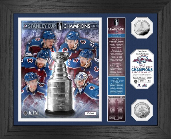 The Highland Mint Colorado Avalanche 2022 Stanley Cup Final Champions Banner Silver Coin Photo 