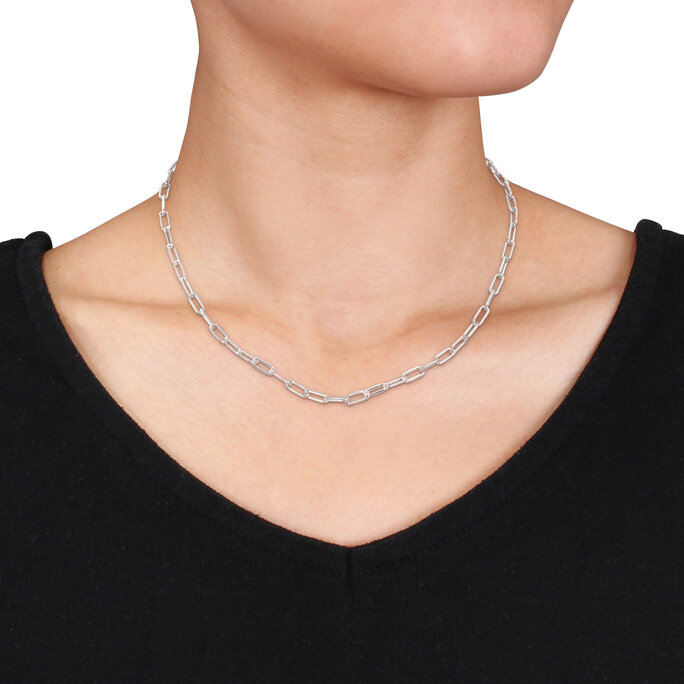 Allegro - 3.5mm Polished Paperclip Chain Necklace in Sterling Silver -  Discounts for Veterans, VA employees and their families!