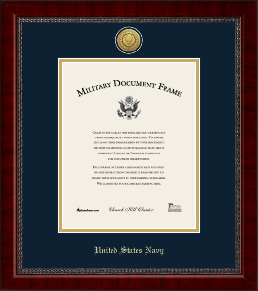 Navy Gear - U.S. Navy Gold Engraved Certificate Frame (Vertical ...