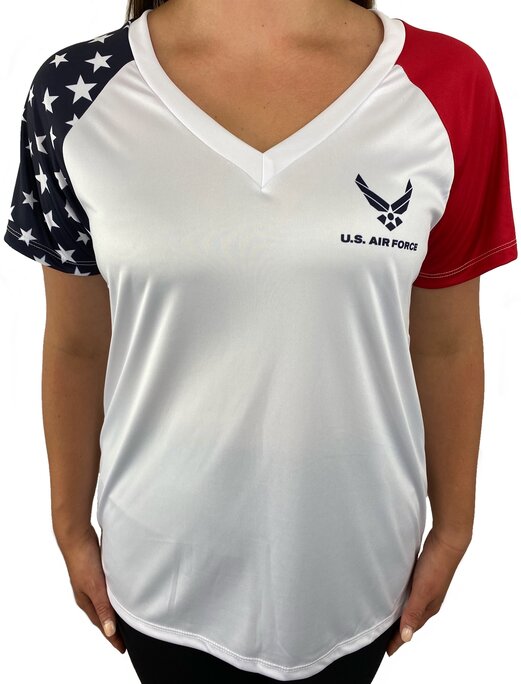 Womens Tees Women's 1776 Flag V-Neck - White