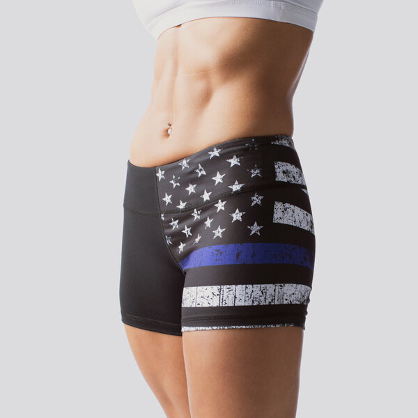 Born Primitive - Women's Double Take Booty Shorts - Thin Blue Line