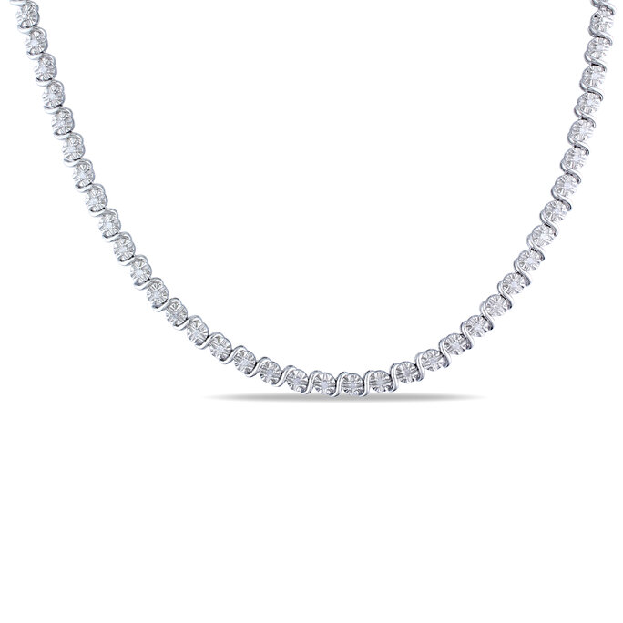 1/2 Carat Asscher Cut Diamond Necklace In White Gold