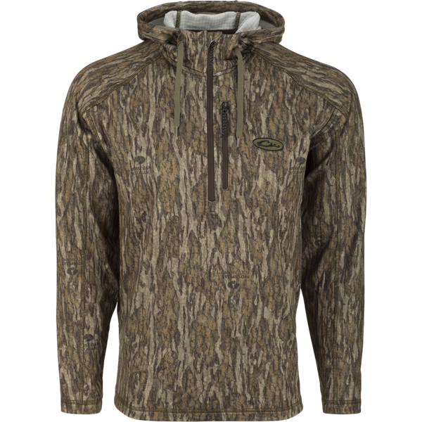 Drake Waterfowl MST Breathelite 1/4Zip Camo Hooded Base Layer