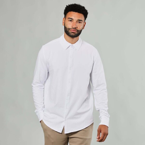 True Classic - White Long Sleeve Knit Shirt - Military & First ...