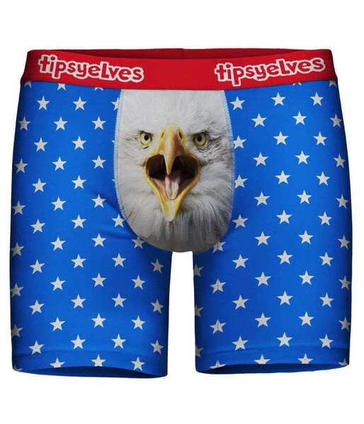 Tipsy Elves Men's Bald Eagle Boxer Briefs Military & First