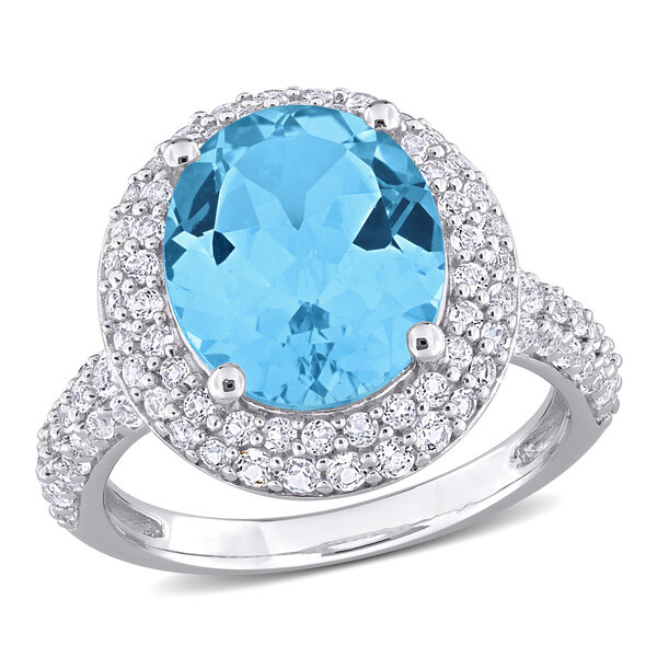 Gemstone Jewelry - 7CT TGW Oval-Cut Sky Blue and White Topaz Double ...