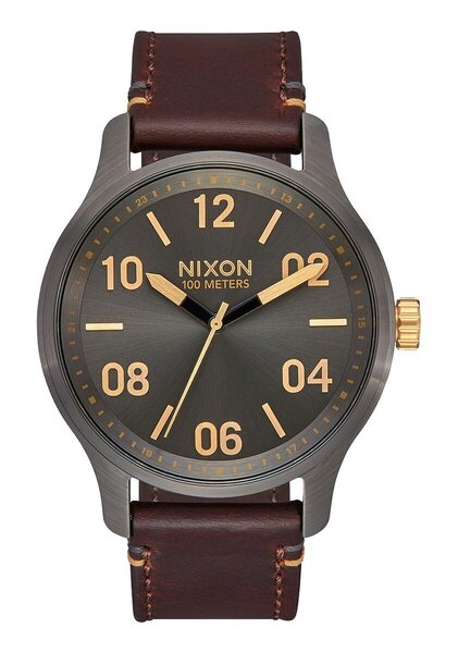 Nixon - Patrol Leather Watch - Gunmetal / Gold - Military & Gov't ...