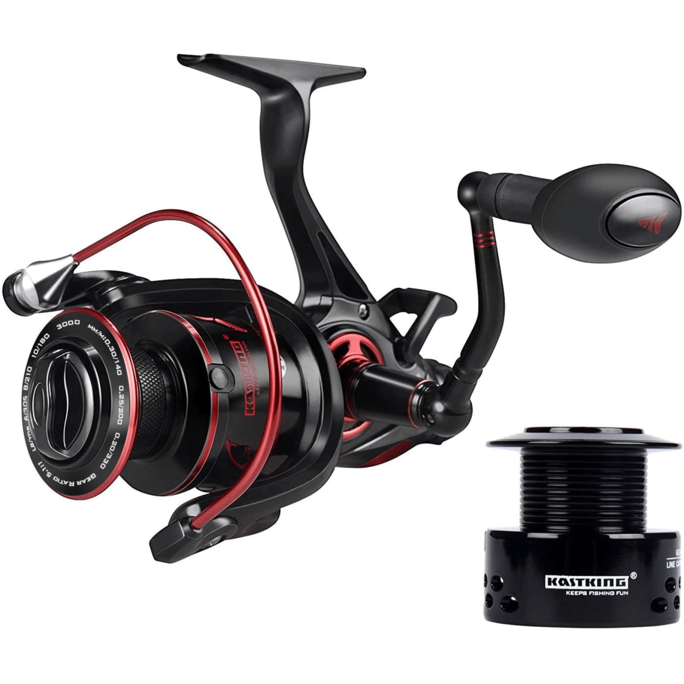 bait feeder fishing reels FRA Baitfeeder Spinning Reel 4000 Dowble Spools Freshwater cut brass pinion gear delivers reliable cranking power Okuma Rockaway Surf Spinning And