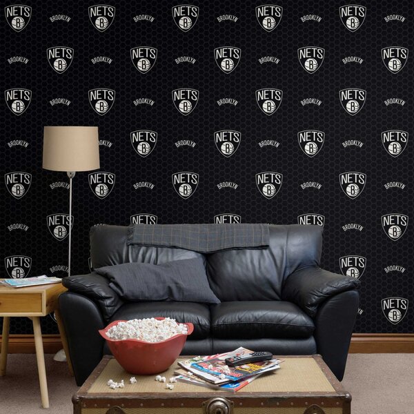 Nba Net Pattern Fathead - Brooklyn Nets (Black): Logo Pattern - Officially Licensed NBA ...