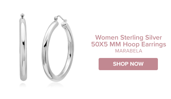 Women Sterling Silver 50X5 MM Hoop Earrings