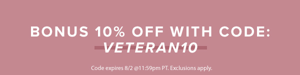 BONUS 10% OFF WITH CODE: VETERAN10